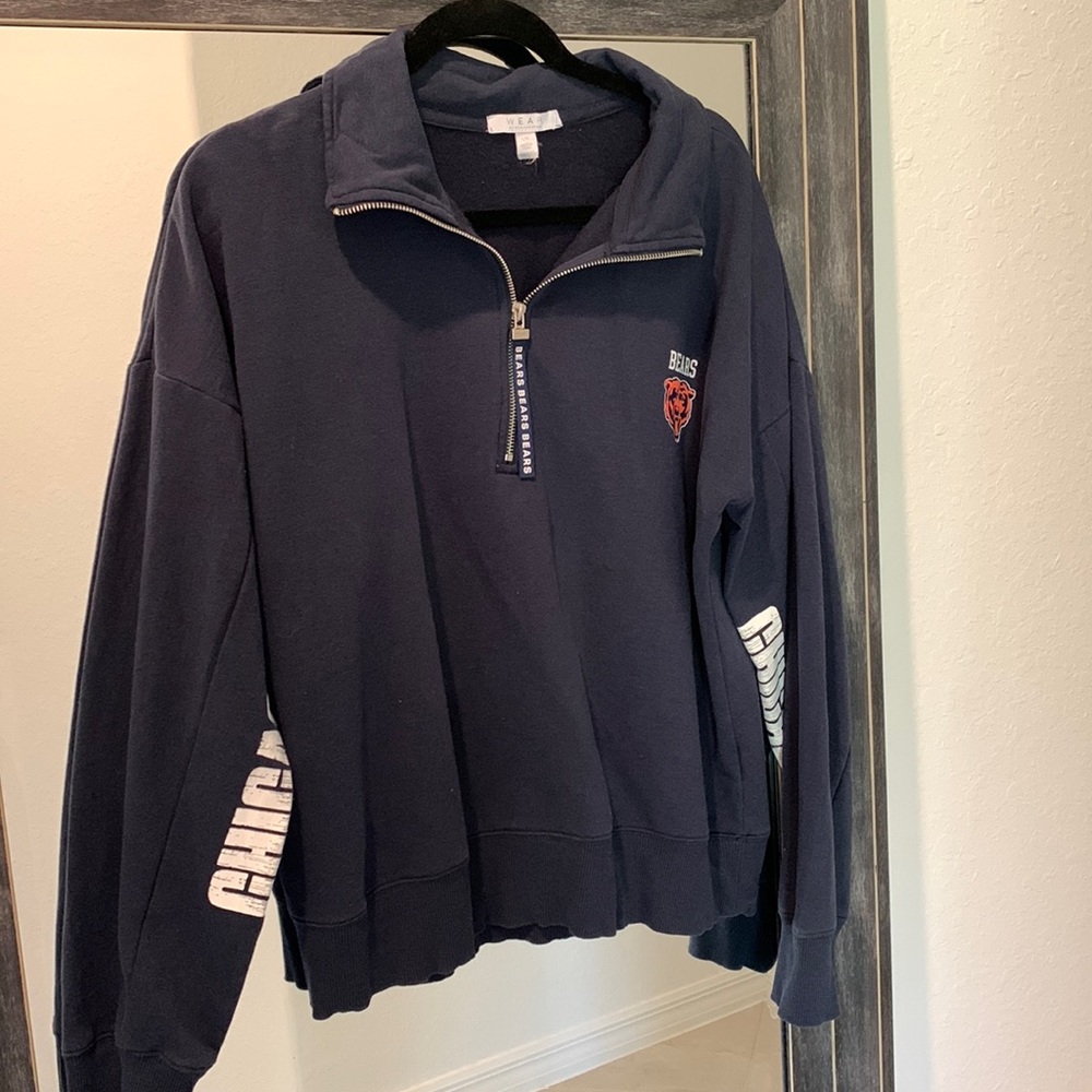 navy blue chicago bears quarter zip (like new - super soft)